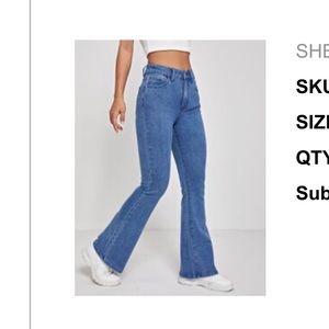 Shein high-waist flare leg jeans.